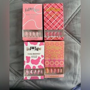 4 sets- Red Aspen Pink Nail Dashes Set